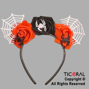 VINCHA FLORES ARAAS Y TELARAA HALLOWEEN x 1